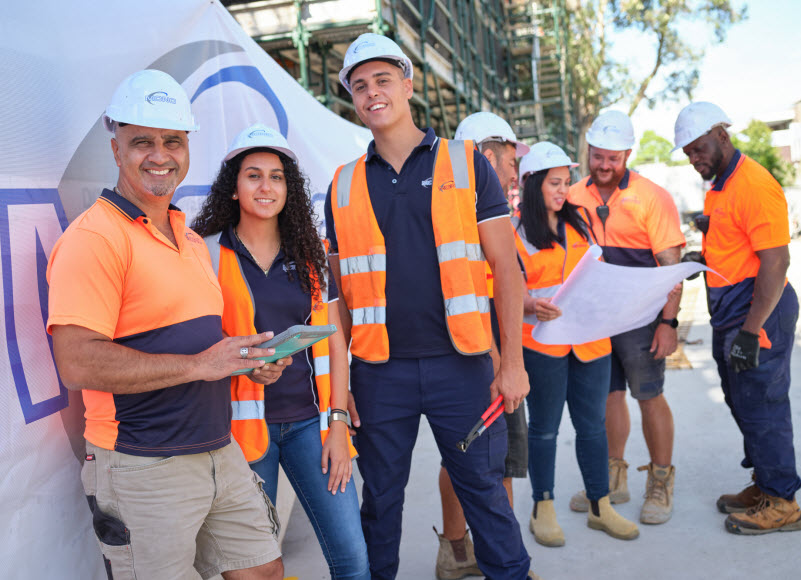 Team of engineers at the construction site