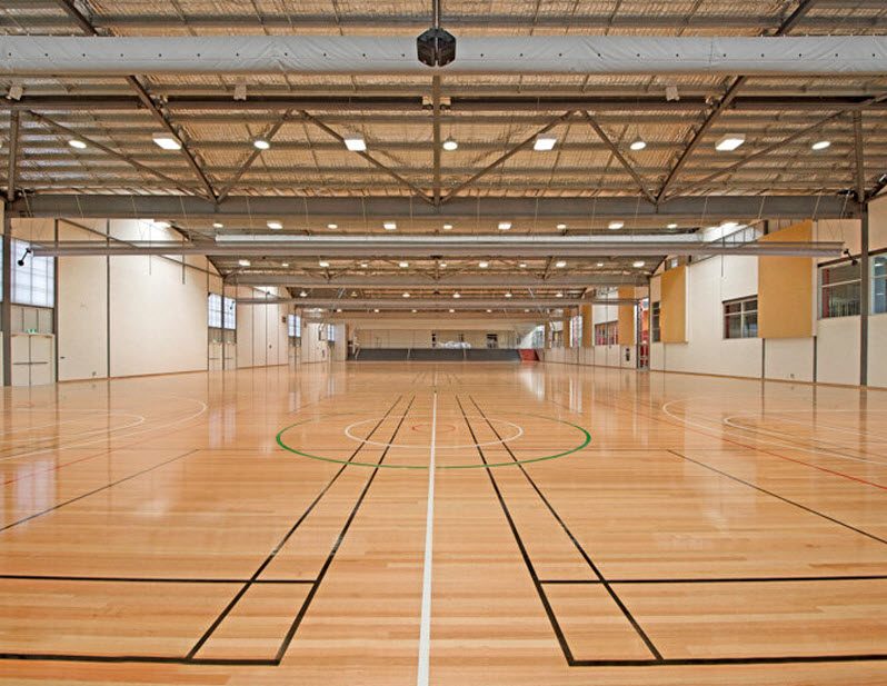 Big wooden basketball court